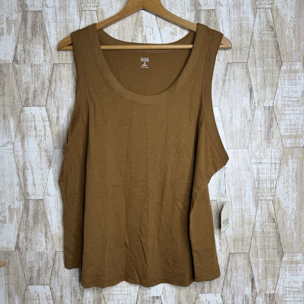 ana A New Approach Top Womens 1X Brown Tank‎ Sleeveless NWT Cami